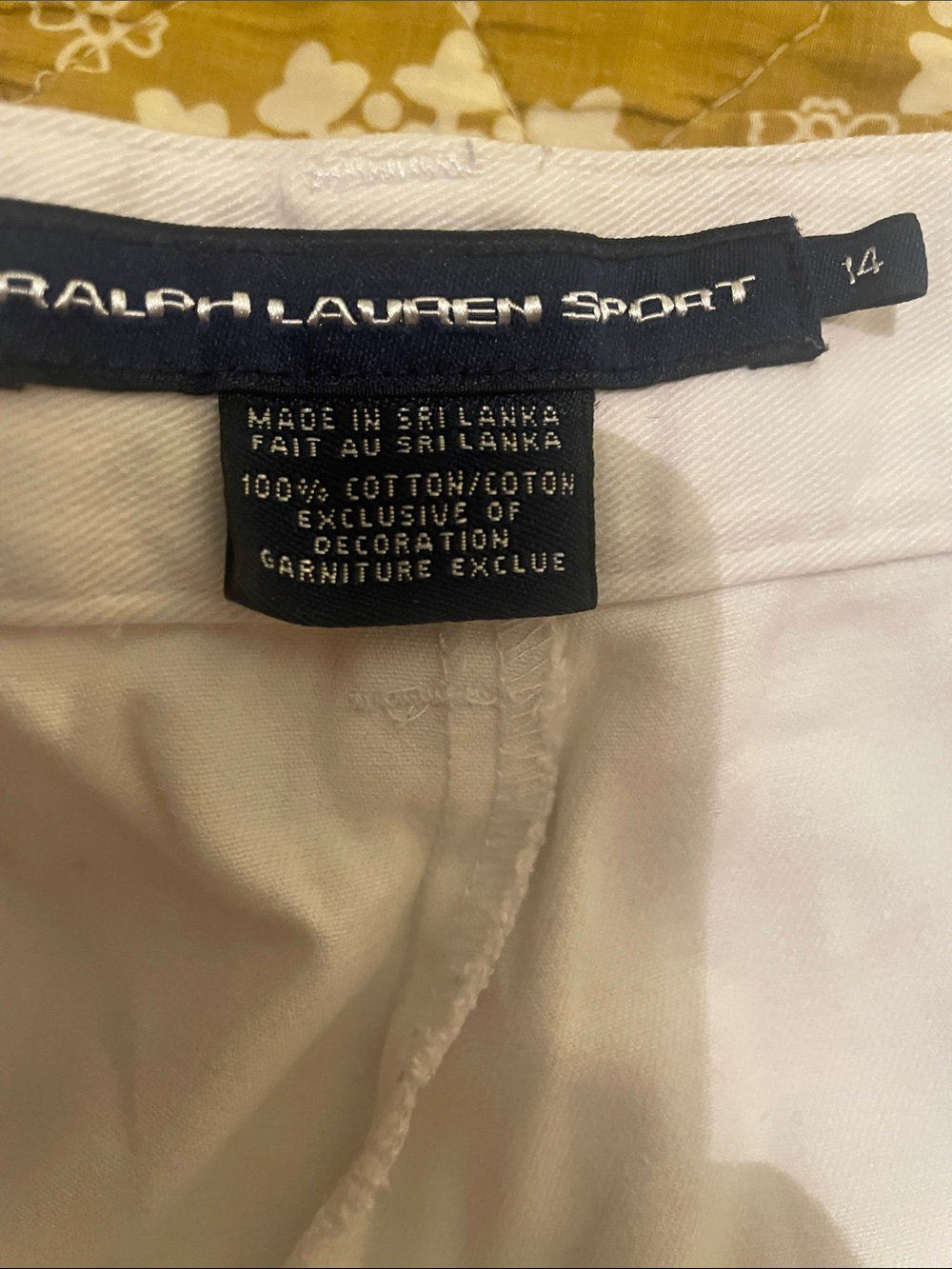 Ralph Lauren Sport White Cotton Chino Shorts with Navy Pony FLAWED - Picture 3 of 5
